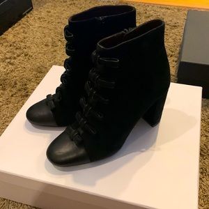 See by Chloe black suede zip up booties with bow detail size 39 (9)